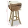 Taburete de cocina de cuero auténtico y madera de teca maciza de vidaXL, Taburetes de cocina - Ref: Foro24-244543, Precio: 14...