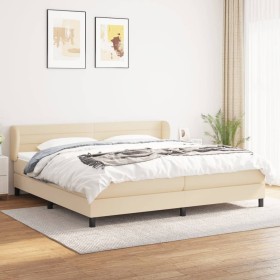 Box spring bed with cream fabric mattress 200x200 cm by , Beds and slatted bases - Ref: Foro24-3126354, Price: 568,40 €, Disc...