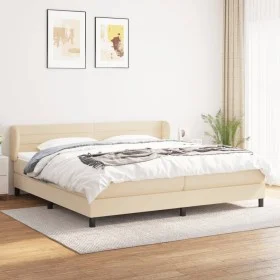 Box spring bed with cream fabric mattress 200x200 cm by , Beds and slatted bases - Ref: Foro24-3126354, Price: 571,07 €, Disc...