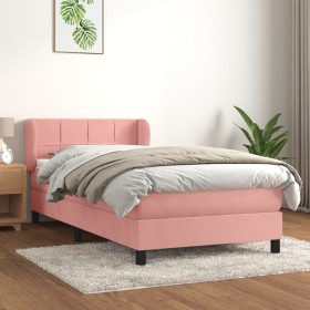 Box spring bed with pink velvet mattress 90x190 cm by , Beds and slatted bases - Ref: Foro24-3127468, Price: 326,76 €, Discou...