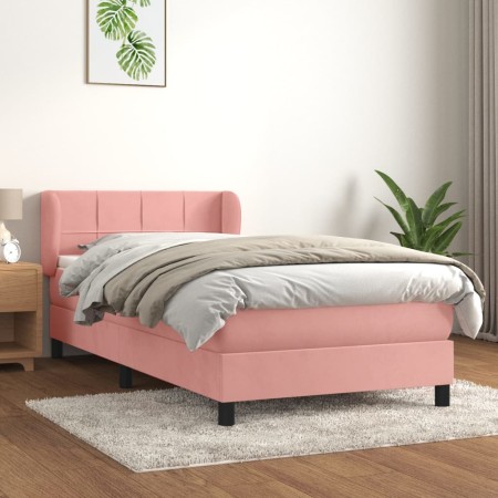 Cama box spring con colchón terciopelo rosa 90x190 cm de , Camas y somieres - Ref: Foro24-3127468, Precio: 327,43 €, Descuent...