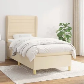 Box spring bed with cream fabric mattress 100x200 cm by , Beds and slatted bases - Ref: Foro24-3128586, Price: 358,23 €, Disc...