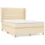 Box spring bed with cream fabric mattress 140x190 cm by , Beds and slatted bases - Ref: Foro24-3128602, Price: 509,98 €, Disc...