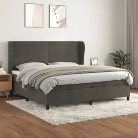 Box spring bed with dark gray velvet mattress 200x200 cm by , Beds and slatted bases - Ref: Foro24-3129292, Price: 596,60 €, ...