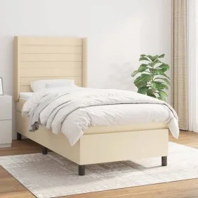 Box spring bed with cream fabric mattress 100x200 cm by , Beds and slatted bases - Ref: Foro24-3131494, Price: 352,86 €, Disc...