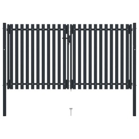 Cancela doble de valla de acero gris antracita 306x220 cm