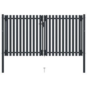 Cancela doble de valla de acero gris antracita 306x220 cm Cancela doble de valla de acero gris antracita 306x220 cm