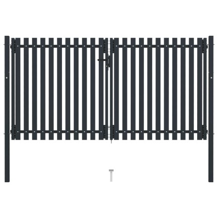 Cancela doble de valla de acero gris antracita 306x220 cm
