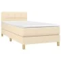 Box spring bed with mattress and LED cream fabric 90x200 cm by , Beds and slatted bases - Ref: Foro24-3133690, Price: 273,58 ...