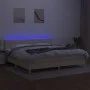 Box spring bed with mattress and LED cream fabric 200x200 cm by , Beds and slatted bases - Ref: Foro24-3133826, Price: 556,29...