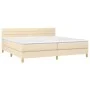 Box spring bed with mattress and LED cream fabric 200x200 cm by , Beds and slatted bases - Ref: Foro24-3133826, Price: 556,29...