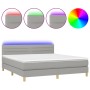 Box spring bed with fabric mattress and light gray LED 180x200 cm by , Beds and slatted bases - Ref: Foro24-3133813, Price: 5...
