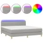 Box spring bed with fabric mattress and light gray LED 180x200 cm by , Beds and slatted bases - Ref: Foro24-3133813, Price: 5...