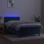 Box spring bed with mattress and LED dark blue velvet 90x200 cm by , Beds and slatted bases - Ref: Foro24-3134385, Price: 308...