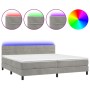 Boxspringbett mit Matratze und hellgrauem LED-Samt 200x200 cm von , Betten und Lattenroste - Ref: Foro24-3134483, Preis: 528,...