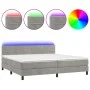 Boxspringbett mit Matratze und hellgrauem LED-Samt 200x200 cm von , Betten und Lattenroste - Ref: Foro24-3134483, Preis: 529,...