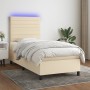 Box spring bed mattress and LED lights cream fabric 100x200 cm by , Beds and slatted bases - Ref: Foro24-3134938, Price: 345,...
