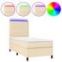 Box spring bed mattress and LED lights cream fabric 100x200 cm by , Beds and slatted bases - Ref: Foro24-3134938, Price: 346,...