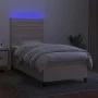 Box spring bed mattress and LED lights cream fabric 100x200 cm by , Beds and slatted bases - Ref: Foro24-3134938, Price: 346,...