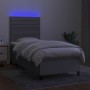 Box spring bed mattress and LED lights light gray fabric 100x200 cm by , Beds and slatted bases - Ref: Foro24-3134933, Price:...