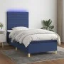 Cama box spring colchón y luces LED tela azul 90x200 cm de , Camas y somieres - Ref: Foro24-3135491, Precio: 354,64 €, Descue...