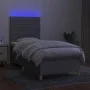 Box spring bed mattress and LED lights light gray fabric 90x200 cm by , Beds and slatted bases - Ref: Foro24-3135485, Price: ...