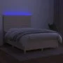 Box spring bed mattress and LED lights cream fabric 140x190 cm by , Beds and slatted bases - Ref: Foro24-3135514, Price: 494,...