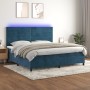 Box spring bed with mattress and LED dark blue velvet 200x200 cm by , Beds and slatted bases - Ref: Foro24-3136207, Price: 64...