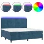 Box spring bed with mattress and LED dark blue velvet 200x200 cm by , Beds and slatted bases - Ref: Foro24-3136207, Price: 63...