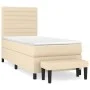 Box spring bed with cream fabric mattress 100x200 cm by , Beds and slatted bases - Ref: Foro24-3136658, Price: 381,39 €, Disc...