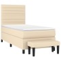 Box spring bed with cream fabric mattress 100x200 cm by , Beds and slatted bases - Ref: Foro24-3136658, Price: 378,44 €, Disc...