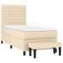 Box spring bed with cream fabric mattress 100x200 cm by , Beds and slatted bases - Ref: Foro24-3136658, Price: 381,39 €, Disc...