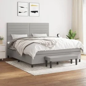 Box spring bed with light gray fabric mattress 180x200 cm by , Beds and slatted bases - Ref: Foro24-3136693, Price: 622,46 €,...