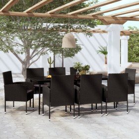 Juego de comedor de jardín 9 piezas negro en Conjuntos de jardín | Comprar online en Foro24