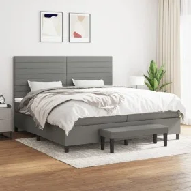Box spring bed with dark gray fabric mattress 200x200 cm by , Beds and slatted bases - Ref: Foro24-3136702, Price: 757,15 €, ...