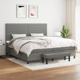 Cama box spring con colchón tela gris oscuro 200x200 cm de , Camas y somieres - Ref: Foro24-3136702, Precio: 741,52 €, Descue...