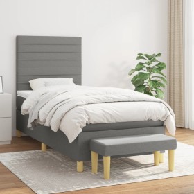 Box spring bed with dark gray fabric mattress 90x190 cm by , Beds and slatted bases - Ref: Foro24-3137198, Price: 342,68 €, D...