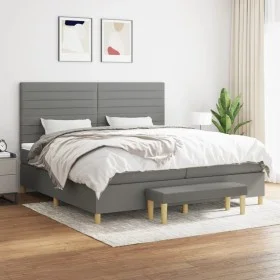 Box spring bed with dark gray fabric mattress 200x200 cm by , Beds and slatted bases - Ref: Foro24-3137262, Price: 730,11 €, ...