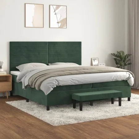 Box spring bed with dark green velvet mattress 200x200 cm by , Beds and slatted bases - Ref: Foro24-3137926, Price: 791,87 €,...