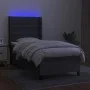 Box spring bed mattress and LED lights dark gray fabric 90x200 cm by , Beds and slatted bases - Ref: Foro24-3138366, Price: 3...