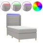 Box spring bed mattress and LED lights light gray fabric 100x200 cm by , Beds and slatted bases - Ref: Foro24-3138933, Price:...