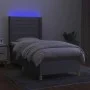 Box spring bed mattress and LED lights light gray fabric 100x200 cm by , Beds and slatted bases - Ref: Foro24-3138933, Price:...