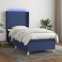 Box spring bed mattress and LED lights blue fabric 90x200 cm by , Beds and slatted bases - Ref: Foro24-3138931, Price: 365,36...