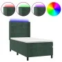 Box spring bed with mattress and LED dark green velvet 100x200cm by , Beds and slatted bases - Ref: Foro24-3139610, Price: 37...