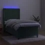 Box spring bed with mattress and LED dark green velvet 100x200cm by , Beds and slatted bases - Ref: Foro24-3139610, Price: 37...