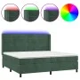Box spring bed with mattress and LED dark green velvet 200x200cm by , Beds and slatted bases - Ref: Foro24-3139646, Price: 70...