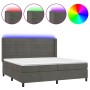 Box spring bed with mattress and LED dark gray velvet 200x200 cm by , Beds and slatted bases - Ref: Foro24-3139644, Price: 60...