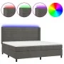 Box spring bed with mattress and LED dark gray velvet 200x200 cm by , Beds and slatted bases - Ref: Foro24-3139644, Price: 59...