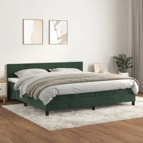 Box spring bed with dark green velvet mattress 200x200 cm by , Beds and slatted bases - Ref: Foro24-3141386, Price: 601,22 €,...