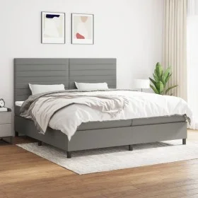 Box spring bed with dark gray fabric mattress 200x200 cm by , Beds and slatted bases - Ref: Foro24-3141882, Price: 658,06 €, ...